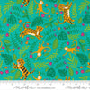 Fat Quarter End of Bolt SALE Jungle Paradise Jungle Fun 20783 Peacock-Moda Fabrics-Tigers Monkeys Leopard Leaves Blue-Quilting Cotton Fabric