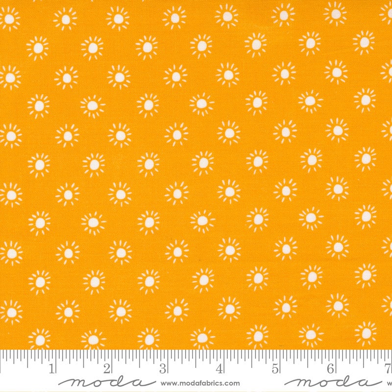 Jungle Paradise Sunny Day Dot 20789 Tiger - Moda Fabrics - Dots Suns Orange Off White - Quilting Cotton Fabric