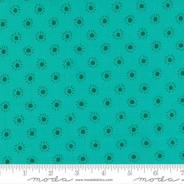 SALE Jungle Paradise Sunny Day Dot 20789 Peacock - Moda Fabrics - Dots Suns Turquoise - Quilting Cotton Fabric