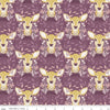 Fat Quarter End of Bolt - Harmony Oh Deer C11091 Grape - Riley Blake Designs - Deer Leaves Purple - Quilting Cotton Fabric