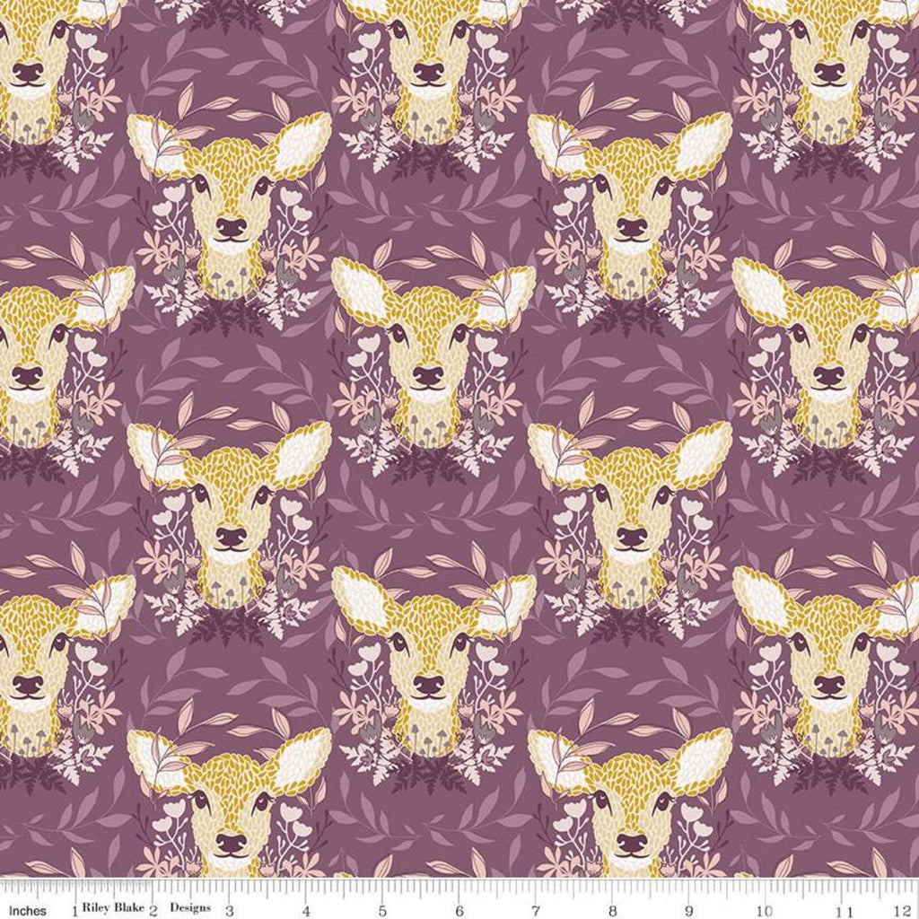 CLEARANCE Harmony Oh Deer C11091 Grape - Riley Blake Designs - Deer Leaves Purple - Quilting Cotton Fabric