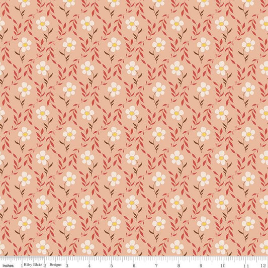 31" End of Bolt - SALE Harmony Bloom C11094 Apricot - Riley Blake Designs - Floral Flowers - Quilting Cotton Fabric