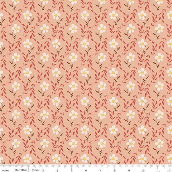 SALE Harmony Bloom C11094 Apricot - Riley Blake Designs - Floral Flowers - Quilting Cotton Fabric