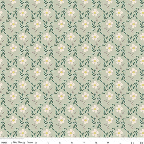 SALE Harmony Bloom C11094 Sage - Riley Blake Designs - Floral Flowers Green - Quilting Cotton Fabric