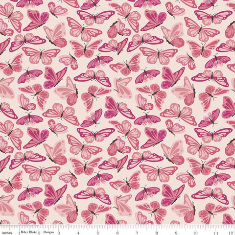 SALE Hope in Bloom Wings of Hope C11022 Blush - Riley Blake Designs - Breast Cancer Butterflies Pink - Quilting Cotton Fabric