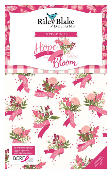 SALE Hope in Bloom Charm Pack 5" Stacker Bundle - Riley Blake Designs - 42 piece Precut Pre cut - Breast Cancer - Quilting Cotton Fabric