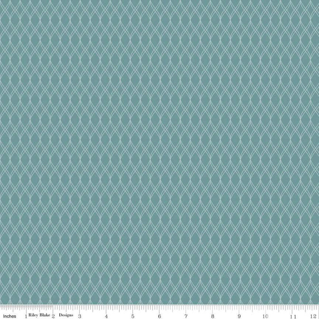 SALE Primrose Hill Garden Trellis C11063 Teal - Riley Blake Designs - Geometric Helix Style - Quilting Cotton Fabric