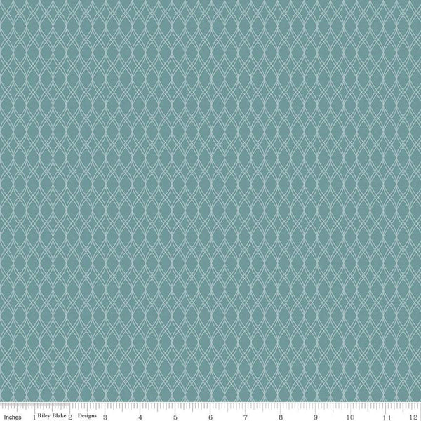 SALE Primrose Hill Garden Trellis C11063 Teal - Riley Blake Designs - Geometric Helix Style - Quilting Cotton Fabric