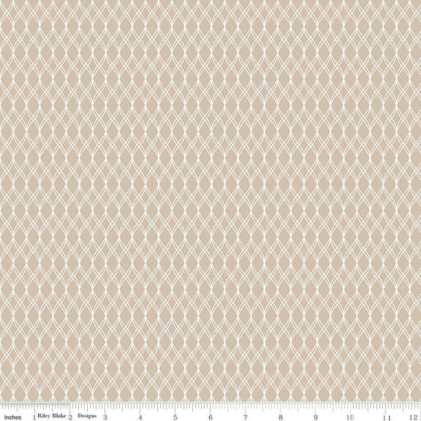 CLEARANCE Primrose Hill Garden Trellis C11063 Wheat - Riley Blake - Geometric Helix Style - Quilting Cotton Fabric