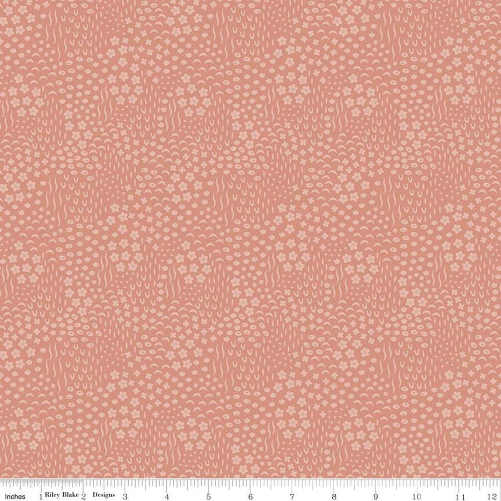 SALE Primrose Hill Meadow C11064 Coral - Riley Blake Designs - Floral Flowers Tone-on-Tone - Quilting Cotton Fabric
