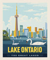 CLEARANCE Destinations Lake Ontario Poster Panel PD11202 - Riley Blake - Great Lakes City Scape DIGITALLY PRINTED- Quilting Cotton Fabric