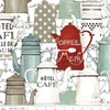 SALE Fat Quarter End of Bolt - Coffee Chalk Pots CD11033 White - Riley Blake - DIGITALLY PRINTED Coffee Script Background - Quilting Fabric