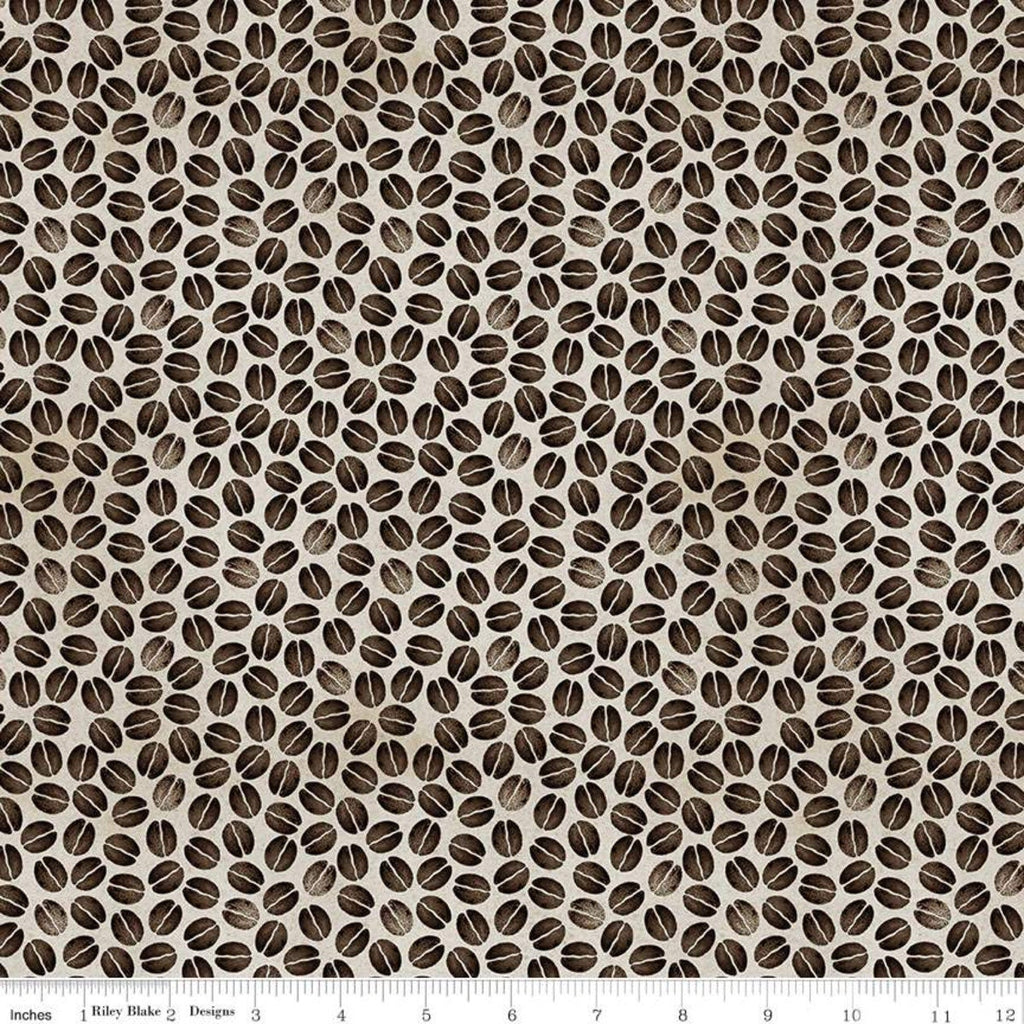 Coffee Chalk Bean Toss C11037 Taupe - Riley Blake Designs - Coffee Beans - Quilting Cotton Fabric