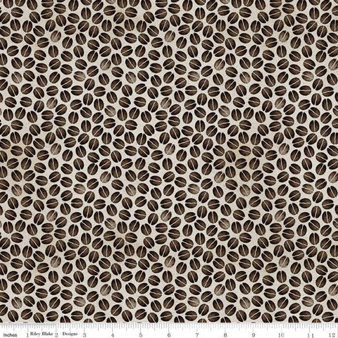 Coffee Chalk Bean Toss C11037 Taupe - Riley Blake Designs - Coffee Beans - Quilting Cotton Fabric