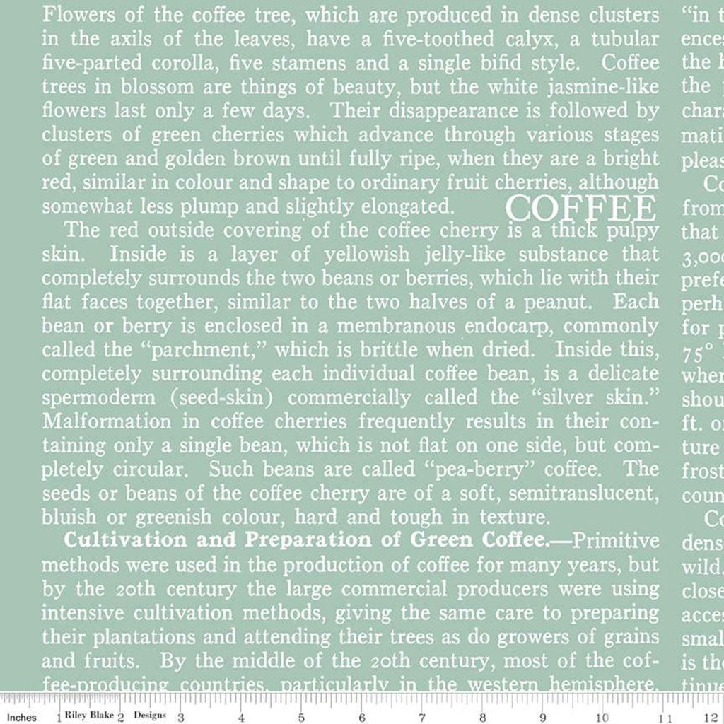 SALE Coffee Chalk Text C11039 Aqua - Riley Blake Designs - Words Blue - Quilting Cotton Fabric