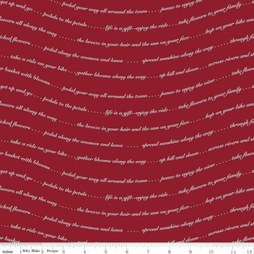 SALE Petals & Pedals Text C11142 Red - Riley Blake Designs - White Words Phrases on Red - Quilting Cotton Fabric