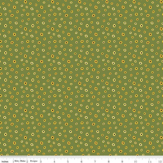 SALE Petals & Pedals Mini C11146 Green - Riley Blake Designs - Floral Flowers - Quilting Cotton Fabric