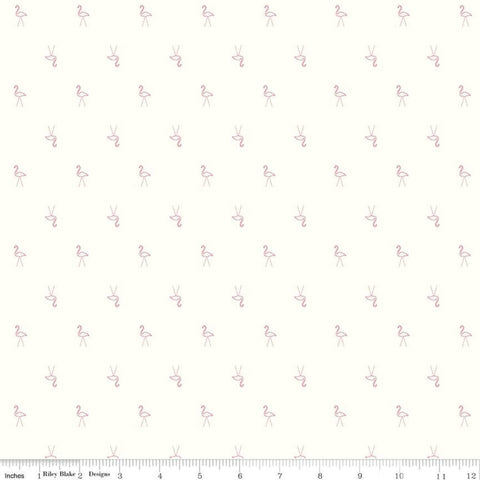 Hush Hush Pink Lady C11161 - Riley Blake Designs - Low Volume Flamingos Cream  - Quilting Cotton Fabric