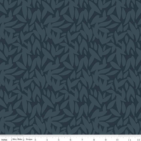 19" End of Bolt - Sonnet Dusk Leaves C11293 Teal - Riley Blake Designs - Leaf - Quilting Cotton Fabric
