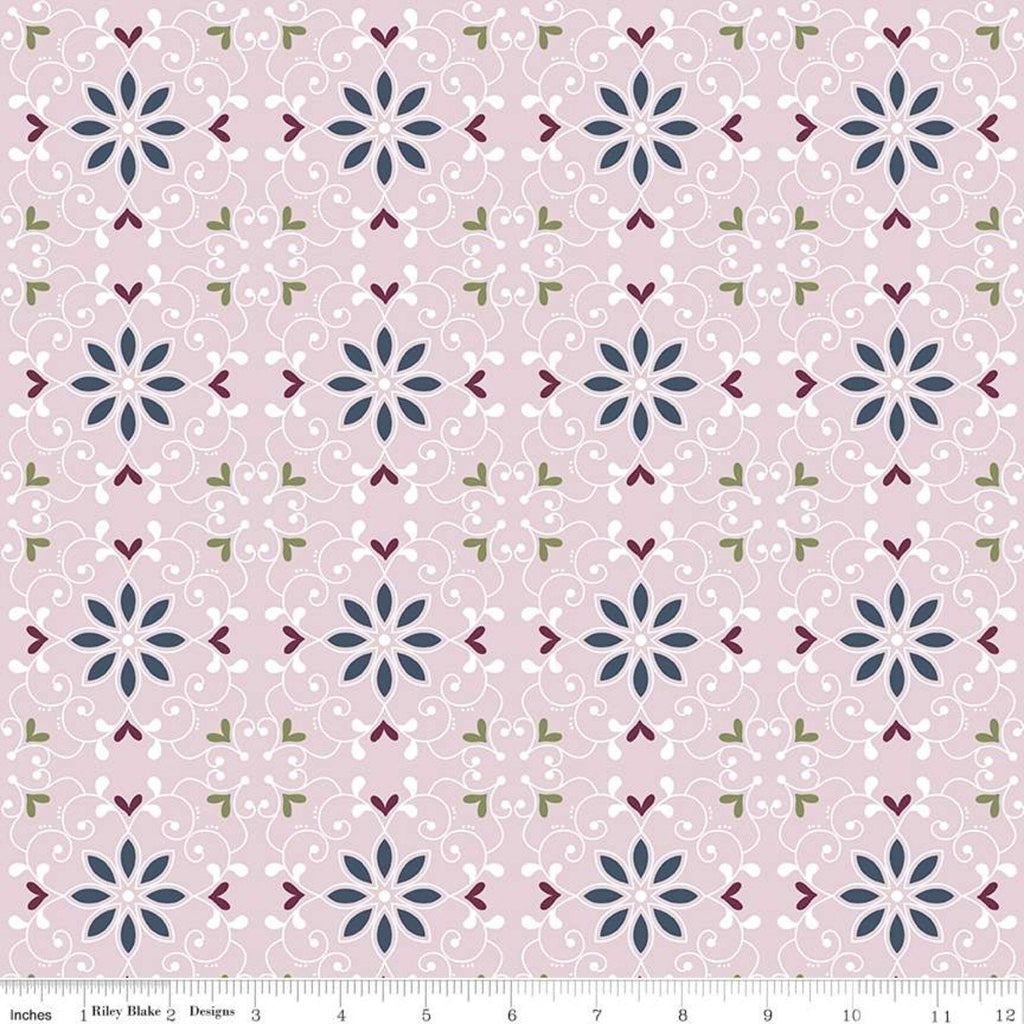 SALE Whimsical Romance Scroll C11081 Pink - Riley Blake Designs - Floral Flowers Medallions - Quilting Cotton Fabric