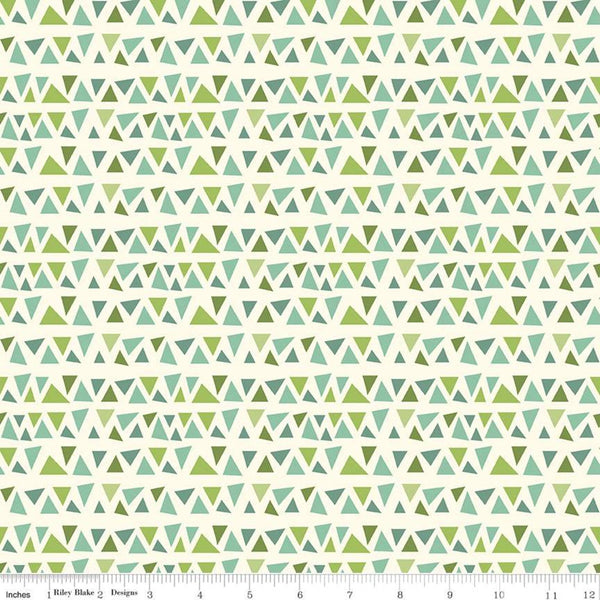 33" End of Bolt Piece - SALE Eat Your Veggies! Triangles C11115 Cream - Riley Blake Designs - Geometric Children's - Quilting Cotton Fabric