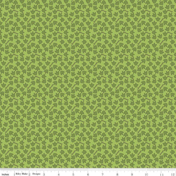 Eat Your Veggies! Tracks C11116 Green - Riley Blake Designs - Dinosaur Tracks Stomp Children's - Quilting Cotton Fabric