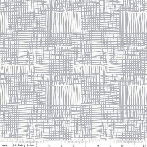 Water Mark Milo C11324 Gray - Riley Blake Designs - Sketched Irregular Grid Gray on White - Quilting Cotton Fabric