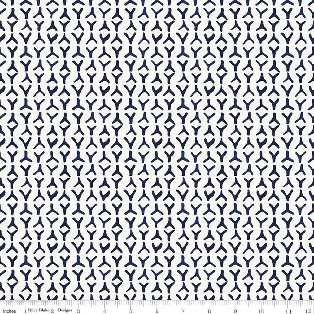 26" End of Bolt - Water Mark Storm C11326 White - Riley Blake Designs - Y's Y Shapes - Quilting Cotton Fabric