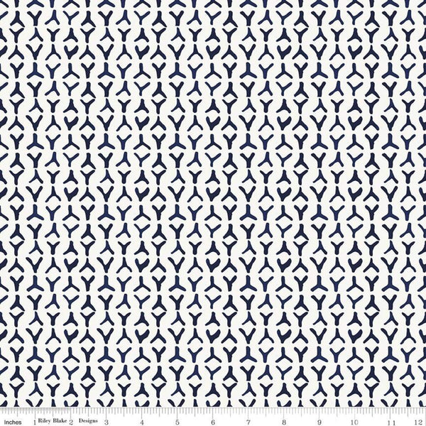 26" End of Bolt - SALE Water Mark Storm C11326 White - Riley Blake Designs - Y's Y Shapes - Quilting Cotton Fabric