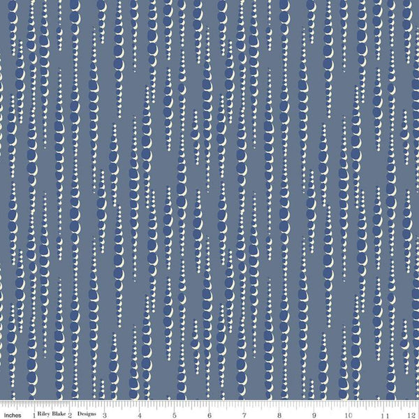 CLEARANCE Water Mark Tidalwave C11327 Coastal Blue - Riley Blake Designs - Dots Dotted Dot Strands - Quilting Cotton Fabric