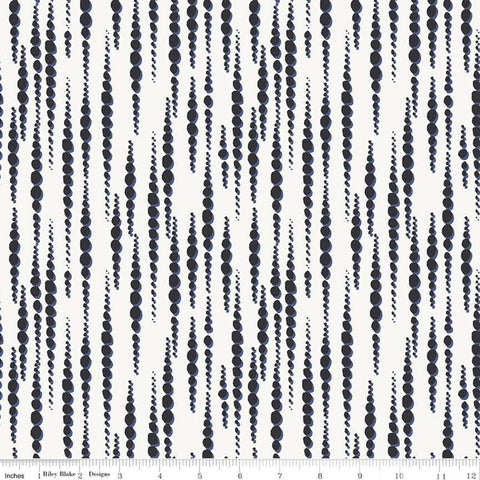 SALE Water Mark Tidalwave C11327 White - Riley Blake Designs - Dots Dotted Dot Strands - Quilting Cotton Fabric