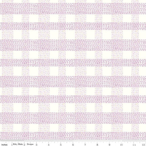 CLEARANCE Community Plaid C11106 Cream - Riley Blake Designs - Dashed Lines - Quilting Cotton Fabric