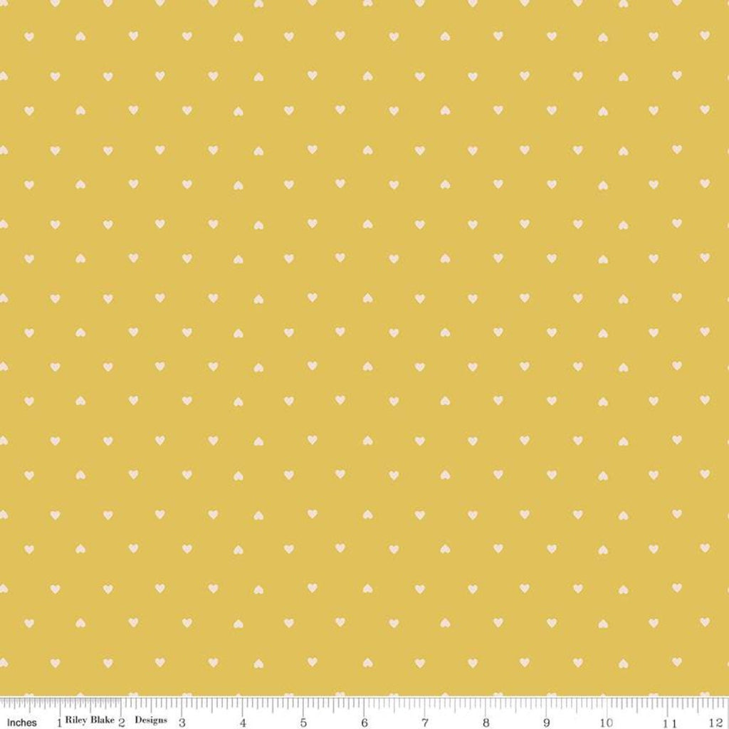 SALE Community Hearts C11107 Honey - Riley Blake Designs - Rows of Hearts - Quilting Cotton Fabric