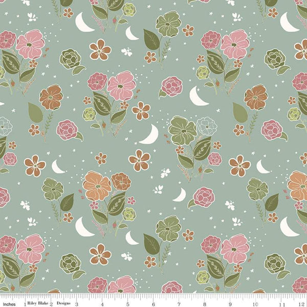 SALE Beneath the Western Sky Main C11190 Seafoam - Riley Blake Designs - Floral Flowers - Quilting Cotton Fabric