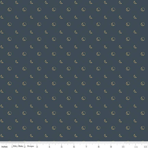 SALE Beneath the Western Sky Moons C11196 Dark Navy - Riley Blake Designs - Outlined Moons Moon Blue - Quilting Cotton Fabric
