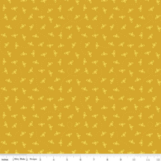 31" End of Bolt - SALE Harmony Bees C11096 Honey - Riley Blake Designs - Honeybees Bee Gold - Quilting Cotton Fabric