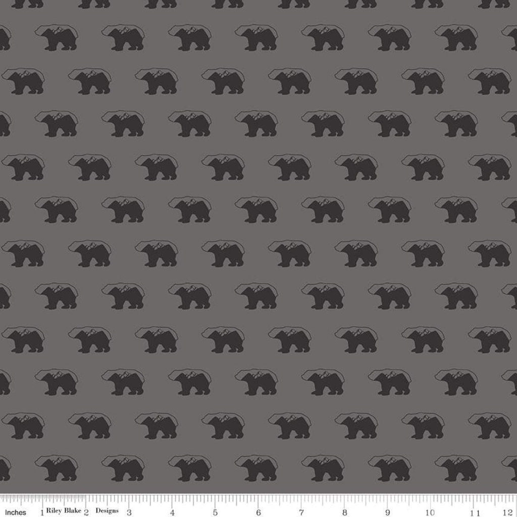 SALE Into the Woods Bears C11391 Gray - Riley Blake Designs - Outdoors Bear - Quilting Cotton Fabric
