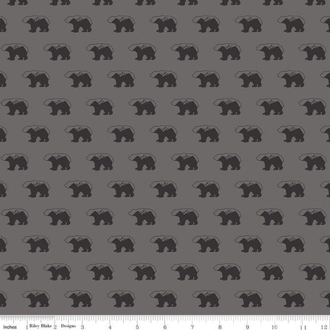 SALE Into the Woods Bears C11391 Gray - Riley Blake Designs - Outdoors Bear - Quilting Cotton Fabric