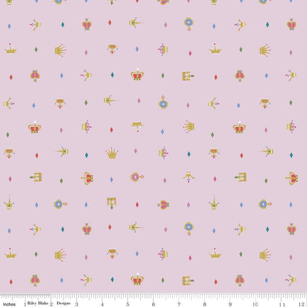 Little Brier Rose Crown SC11075 Pink SPARKLE - Riley Blake - Antique Gold SPARKLE - Quilting Cotton Fabric