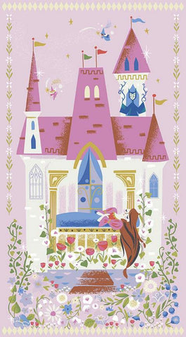 SALE Little Brier Rose Panel SP11076 Pink SPARKLE - Riley Blake Designs - Castle Princess Antique Gold SPARKLE - Quilting Cotton Fabric
