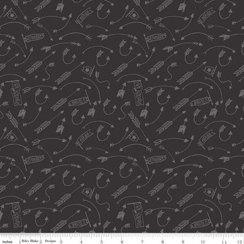 Fat Quarter End of Bolt Piece - CLEARANCE Into the Woods Crazy Arrows C11396 Black - Riley Blake - Arrows Banners - Quilting Cotton Fabric