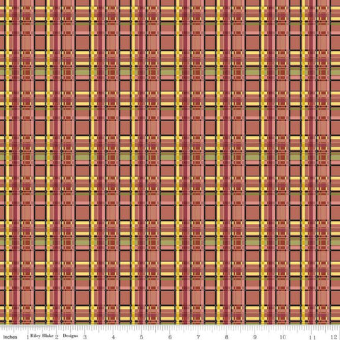 CLEARANCE Petals and Pedals Plaid C11144 Coral - Riley Blake Designs - Multicolored Geometric - Quilting Cotton Fabric