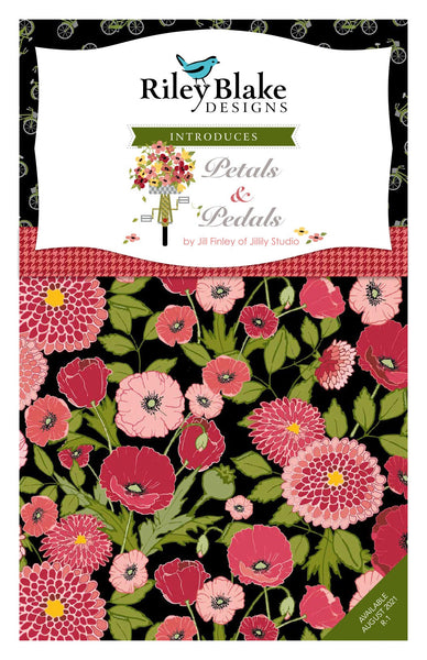 SALE Petals and Pedals 2.5-Inch Rolie Polie Jelly Roll 40 pieces Riley Blake - Precut Bundle - Bicycles Floral - Quilting Cotton Fabric