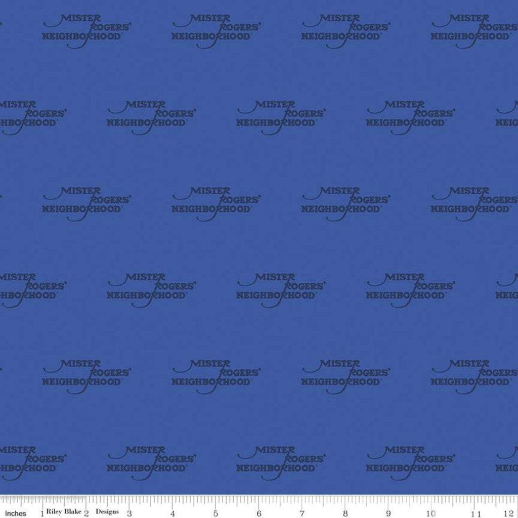 CLEARANCE Mister Rogers' Neighborhood Logo C11462 Blue - Riley Blake Designs - Nostalgia Childhood  - Quilting Cotton Fabric