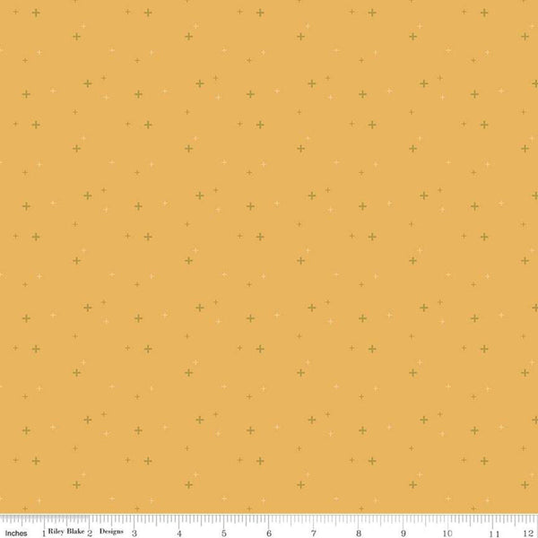 SALE Sparkler SC650 Daisy SPARKLE - Riley Blake Designs - Plus Signs Gold SPARKLE Metallic - Quilting Cotton Fabric