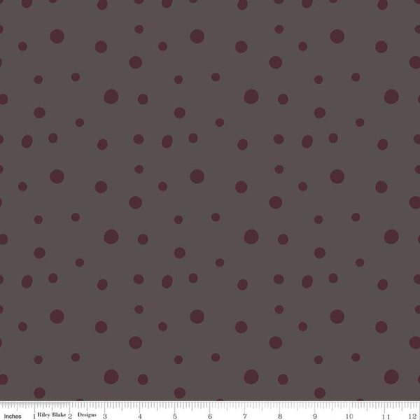 21" End of Bolt Piece - SALE Sonnet Dusk Dots C11294 Graphite - Riley Blake Designs - Polka Dot Dotted - Quilting Cotton Fabric