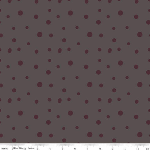 21" End of Bolt Piece - SALE Sonnet Dusk Dots C11294 Graphite - Riley Blake Designs - Polka Dot Dotted - Quilting Cotton Fabric