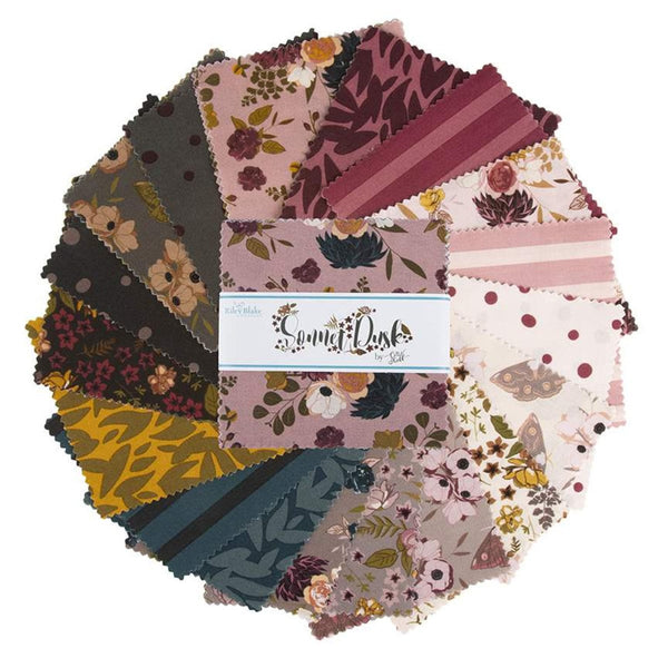 Sonnet Dusk Charm Pack 5" Stacker Bundle - Riley Blake Designs - 42 piece Precut Pre cut - Floral - Quilting Cotton Fabric