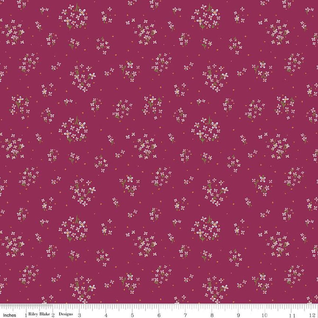 Indigo Garden Ditzy C11274 Wine - Riley Blake Designs - Floral Flowers - Quilting Cotton Fabric
