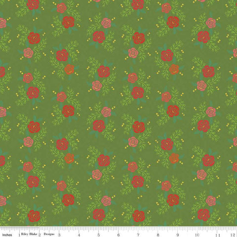 23" End of Bolt - Indigo Garden Rose Cluster C11275 Green - Riley Blake Designs - Floral Flowers - Quilting Cotton Fabric